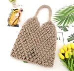 Mesh Hollow Unlined Straw Bag