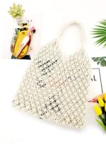 Mesh Hollow Unlined Straw Bag