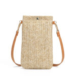 one-shoulder diagonal bag woven vertical mobile phone bag straw woven coin purse