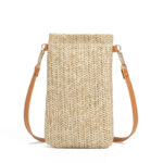 one-shoulder diagonal bag woven vertical mobile phone bag straw woven coin purse