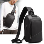 Men Shoulder Bags USB Charging Crossbody Bags