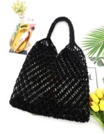 Mesh Hollow Unlined Straw Bag