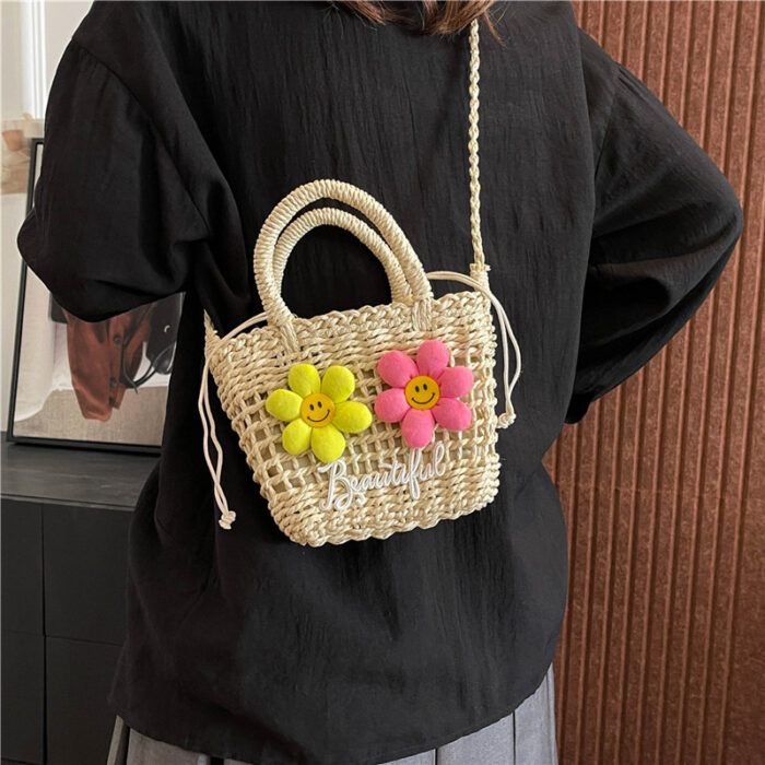 Summer Woven Bag Versatile Handheld Crossbody Hollow Beach Bag