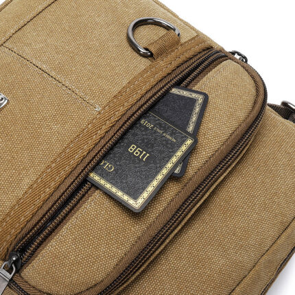 Casual Men's One-shoulder Messenger Multi-layer Canvas Bag