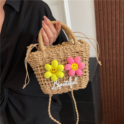 Summer Woven Bag Versatile Handheld Crossbody Hollow Beach Bag