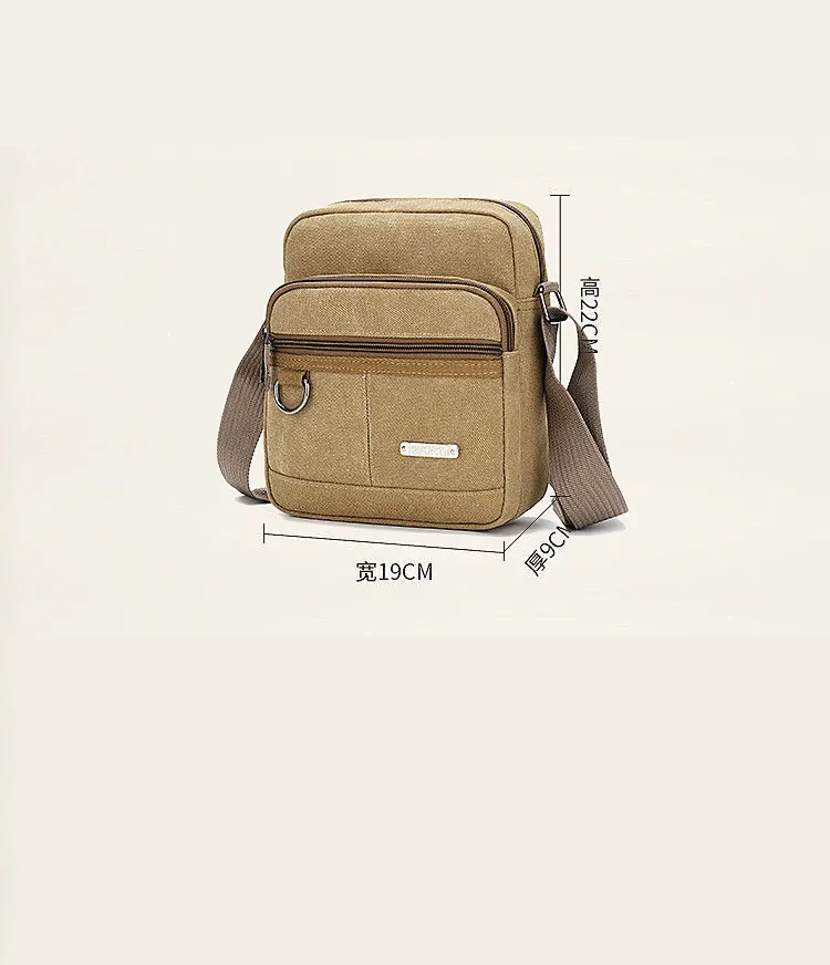 Casual Men's One-shoulder Messenger Multi-layer Canvas Bag
